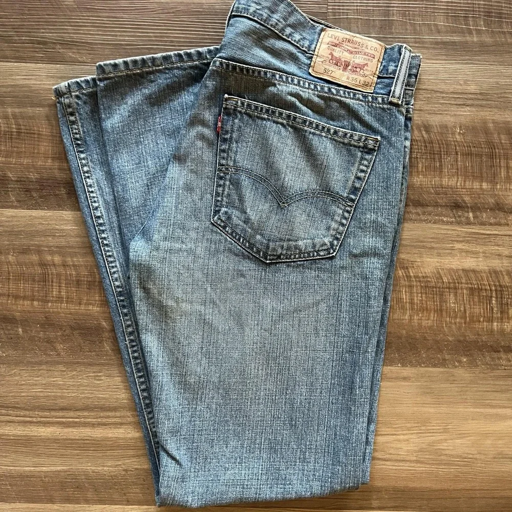 Levis 527 Jeans Mens 36x32 Blue Medium Wash Slim Bootcut Low Rise Denim